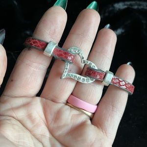 Silver rhinestone heart bracelet